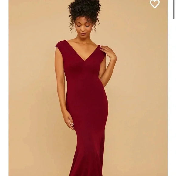 Lulus Laurel Luxe Crepe Dress Cabernet Large NWT - Picture 6 of 7